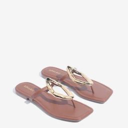LUNA BLU by Westside Tan Hardware-Detailed Thong-Strap Sandals-18