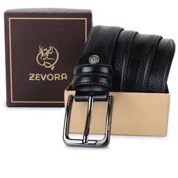 ZEVORA Men Textured Leather Belt-image-82