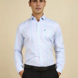 Allen Solly Blue Cotton Slim Fit Checks Shirt-image-59