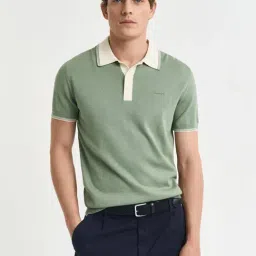 Gant Green Pure Cotton Regular Solid T-Shirt-image-22