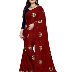 DIVASTRI Women Floral Embroidered Pure Silk Saree-image-54