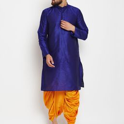 SOJANYA Men Blue Solid Straight Kurta-image-94