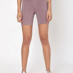 SILVERTRAQ Mauve Polyester Relaxed Fit Cycling Shorts-34