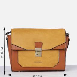 Van Heusen Brown Color Block Sling Handbag image 4