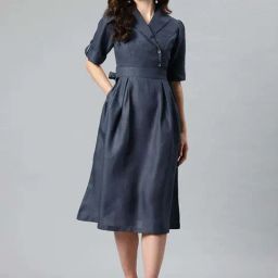 Cottinfab Blue Cotton Regular Fit Dress-image-59
