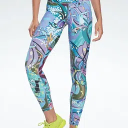 Reebok Blue Printed Sports Tights-picture-24