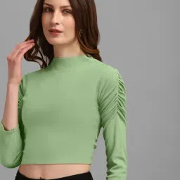 PURVAJA Green Regular Fit Crop Top-picture-21