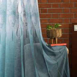 Urban Space Turquoise Polyester Printed Window Curtain with Eyelets & Tieback - Set of 2 (5 ft)-117