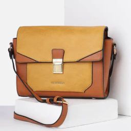 Van Heusen Brown Color Block Sling Handbag-8
