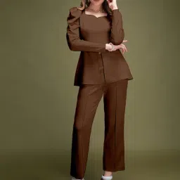 SELVIA Brown Maxi Co-Ord Set-image-1