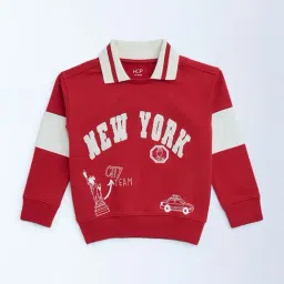 HOP by Westside Red Typographic Cotton Sweatshirt-picture-25