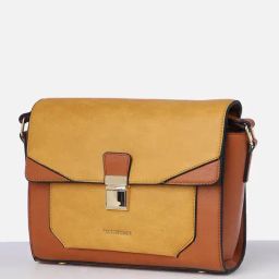 Van Heusen Brown Color Block Sling Handbag image 2