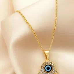 Haute Handles Cubic Zirconia Studded Evil Eye Pendants With Chains-picture-44