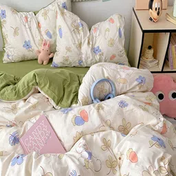 JC HOME Green Polycotton Single Regular Bedding Set-image-25