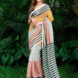 Suha Striped Pure Cotton Saree-image-94