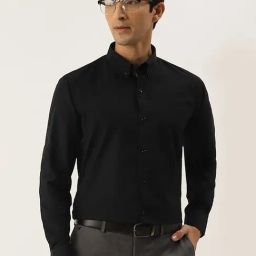 English Navy Black Slim Fit Shirt-image-94