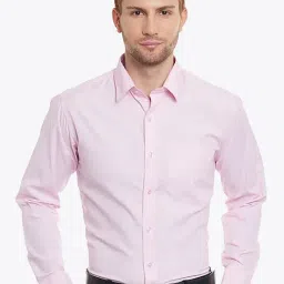 English Navy Pink Slim Fit Shirt-image-98