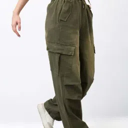 SPYKAR Olive Solid Cargos-image-31