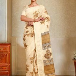 Soch Womens Beige Art Silk Floral Print Saree-image-28