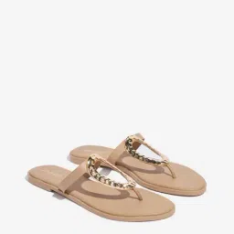 LUNA BLU by Westside Beige Hardware-Detailed Thong-Strap Sandals-image-39