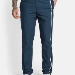 Octave Blue Cotton Regular Fit Striped Sports Trackpants-image-66