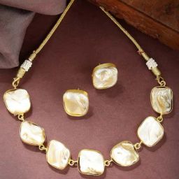 NVR Gold-Plated Mother of Pearl Handcrafted Jewellery Set for Women-14
