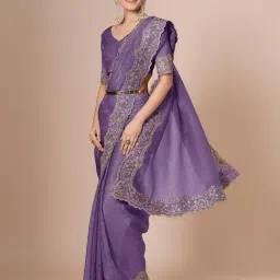 Saree Mall Lavendar Chiffon Embroidery Saree with Blouse Piece-image-98