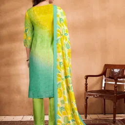 Anouk Floral Printed Tie-Up Neck Regular Thread Work Kurta With Trouser With Dupatta image 3