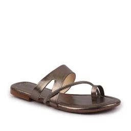 Fausto Women's Gun Metal Toe Ring Sandals-image-99