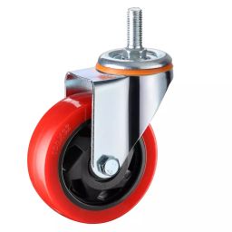 Muvall Castor Wheel Red Polyuretahane (PU) With Zinc Plated Pressed Mild Steel Castor Bolt Type 75 mm Dia. x 32 mm Width, PSTS BT 75 32 RPUB-image-13