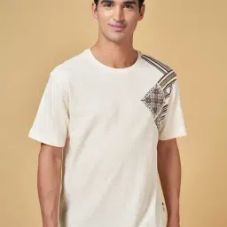 7 Alt by Pantaloons Off White Relaxed Fit Printed Crew T-Shirt-picture-44