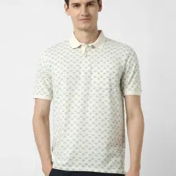 Peter England Beige Cotton Regular Fit Printed Polo T-Shirt-picture-32