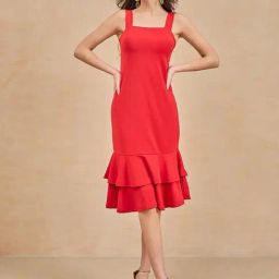 Color Capital Red Bodycon Fit Dress-image-41