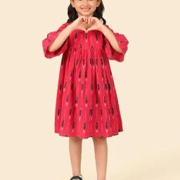 Fabindia Kids Pink Cotton Woven Dress-picture-3