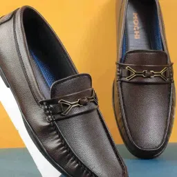 Mochi Men's Brown Casual Loafers-image-15
