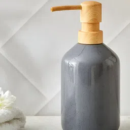 Home Centre Grey & Beige Solid Ceramic Soap Dispenser-18
