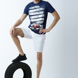 Huetrap Men Blue Printed Round Neck T-shirt-image-101