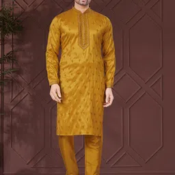 OUTLUK Floral Embroidered Straight Sequinned Pure Silk Kurta & Pyjamas-picture-47