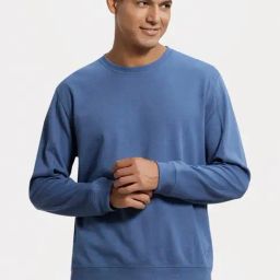 Jockey AM48 Blue Super Combed Cotton Rib Sweatshirt with Ribbed Cuffs-picture-42
