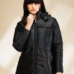 Being Human Black Slim Fit Puffer Jacket-image-85