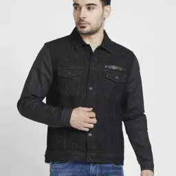 Spykar Black Cotton Regular Fit Denim Jackets-image-50