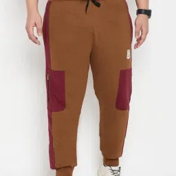 Bigbanana Mid Brown Regular Fit Colour Block Joggers-image-35