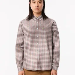 Lacoste Brown Regular Fit Checks Shirt-image-69