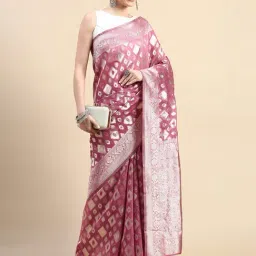 Mohey Light Purple Woven Chanderi Saree With Blouse-picture-43