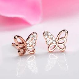 Zavya Butterfly Blush Rose Gold-Plated 925 Sterling Silver Earrings-20