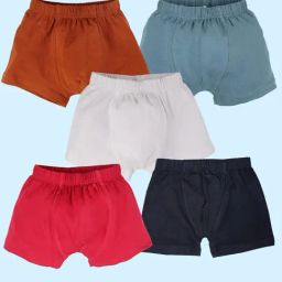 Kiddopanti Boys Brown, Steel Grey, White, Red & Black Knee Length Solid Boxer Shorts Pack Of 5-picture-23