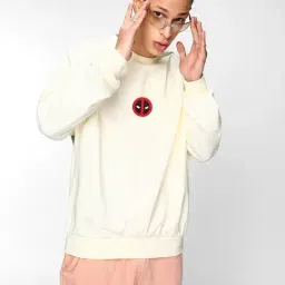 Bewakoof White Loose Fit Printed Sweatshirt-image-15