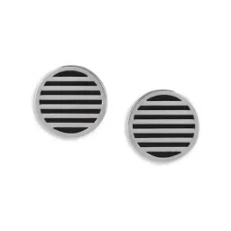 The Real Effect London 800 Silver Celosia Rhodium Plated Black Cufflinks for Men-image-67