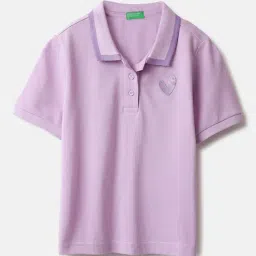United Colors of Benetton Girls Purple Cotton Solid T-Shirt-image-43