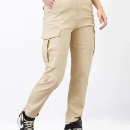SPYKAR Beige Solid Cargos-image-56